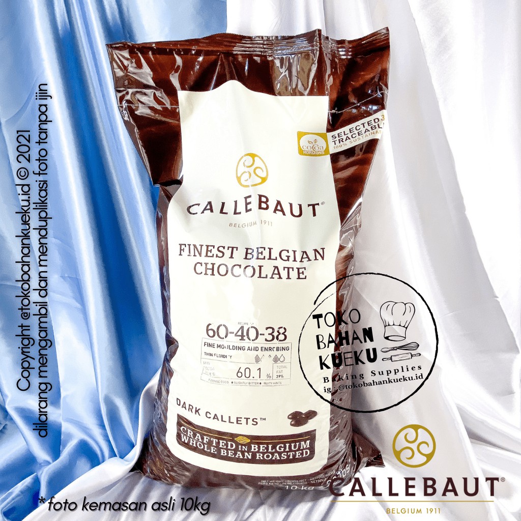 

CALLEBAUT Dark Noir Chocolate Couverture Cokelat 60-40-38 60,1% 10 kg