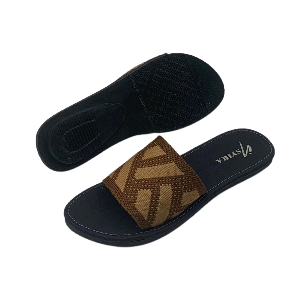 Insyira - Sandal Wanita Isyana / Sandal Selop Wanita Non Slip / Sandal Rajut Alas Hitam