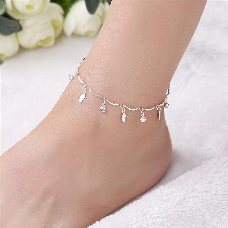 4s Grosir Solo || Gelang Kaki Rantai 925 silver model tulang hati untuk wanita