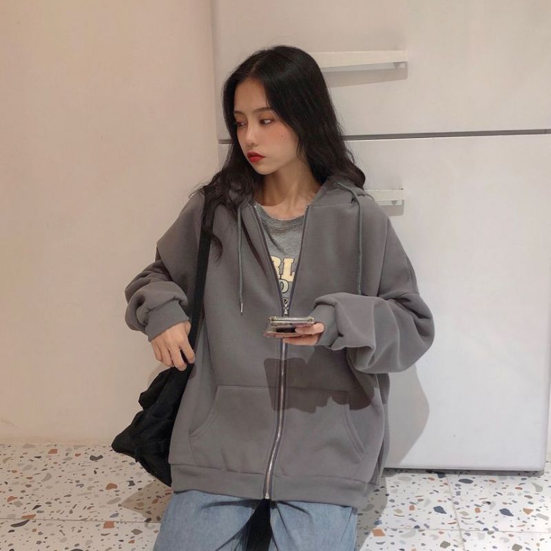 Jaket Sweater Hoodie Zipper Oversize Big size Jumbo Besar XL XXL XXXL 2XL 3XL Korean Style Fleece-4