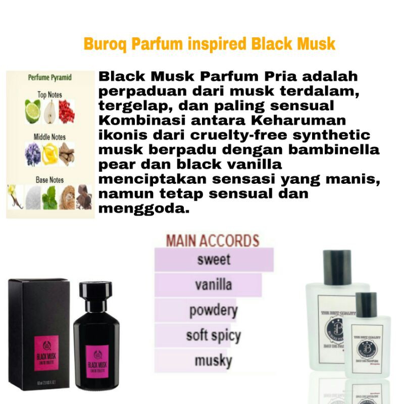 BUROQ PARFUM PRIA WANITA BLACK MUSK WANGI LEMBUT VANILLA