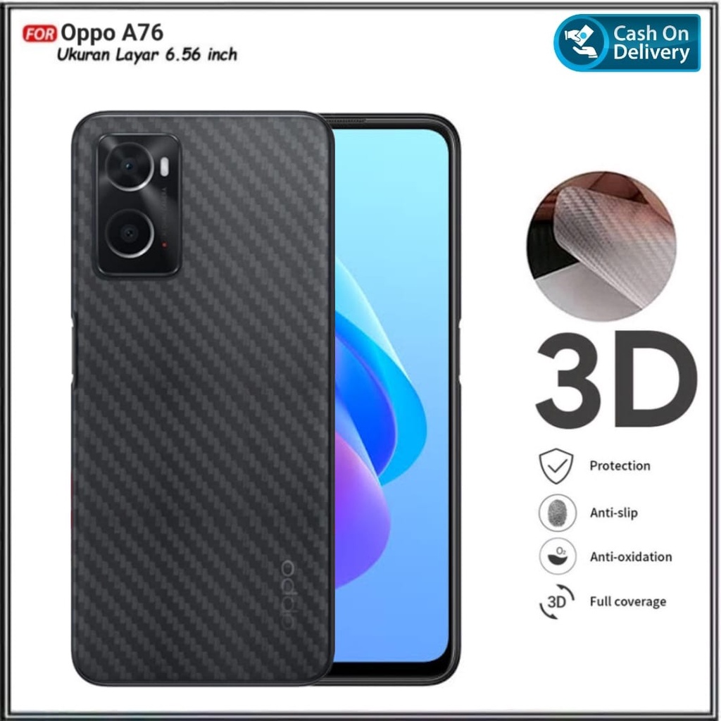 Garskin Carbon Oppo A16 , Oppo A76 Skin Anti Gores Belakang Hp SI ROMAN ACC