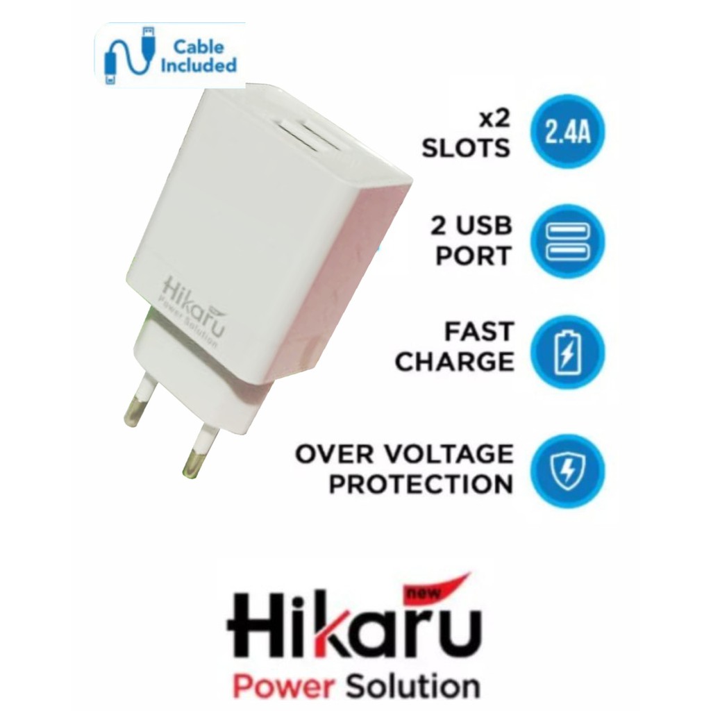 CHARGER DUAL USB 2.4A FAST CHARGING HIKARU SMART POWER