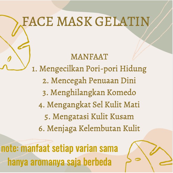 (free Mangkuk)Masker gelatin kemasan 30gr- 50 gram dan 100 gram MASKER AMPUH komedo