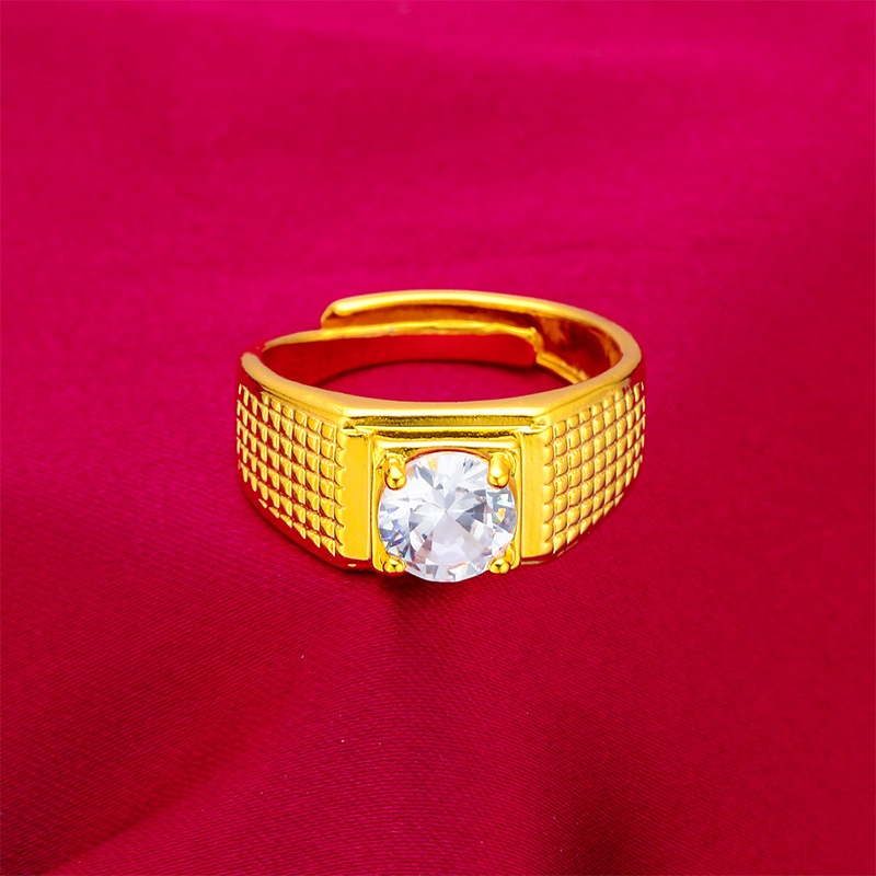 Kalung Liontin Cincin Emas Asli Kadar 375 Motif Naga Aksen Berlian Putih Untuk Pria