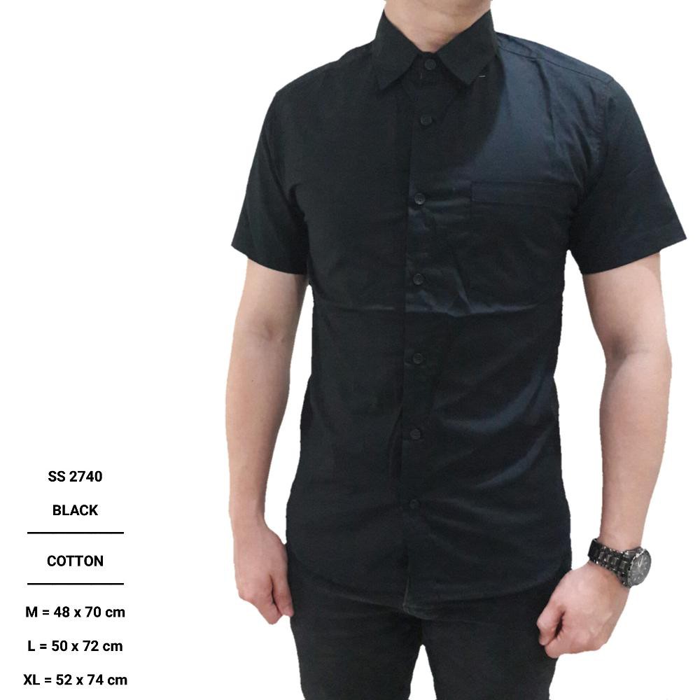 Kemeja Pendek Hitam Kantor Kerja Formal / kemejahitam / kemejakerja