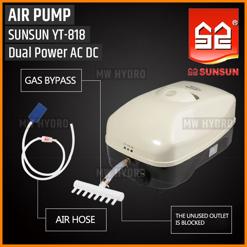 SUNSUN YT-818, AC/DC Air Pump, Aerator / Pompa Udara AC DC YT818