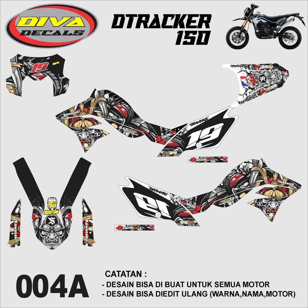 Decal Dekal Sticker Stiker Striping KLX Dtracker 150 Motif SAMURAI Kombinasi - 004