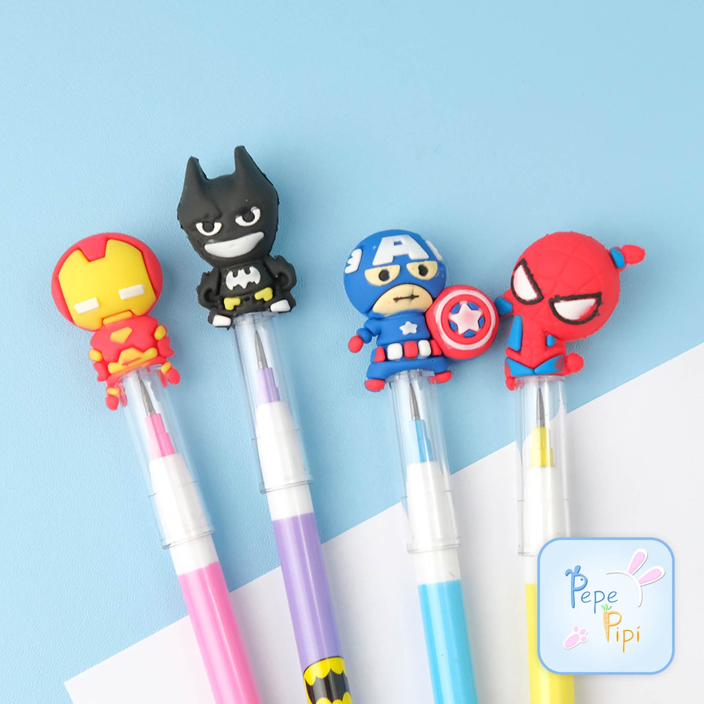 Pensil Avengers Batman Peluru Lantu Susun Bensia Refill Isi Super Hero Avenger