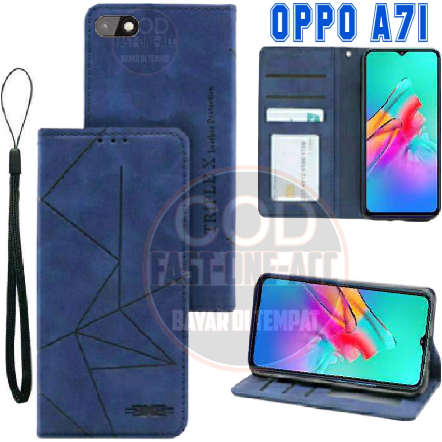 CASE HP OPPO A71 - CASING DOMPET MOTIF -FLIP COVER LEATHER-SARUNG HP
