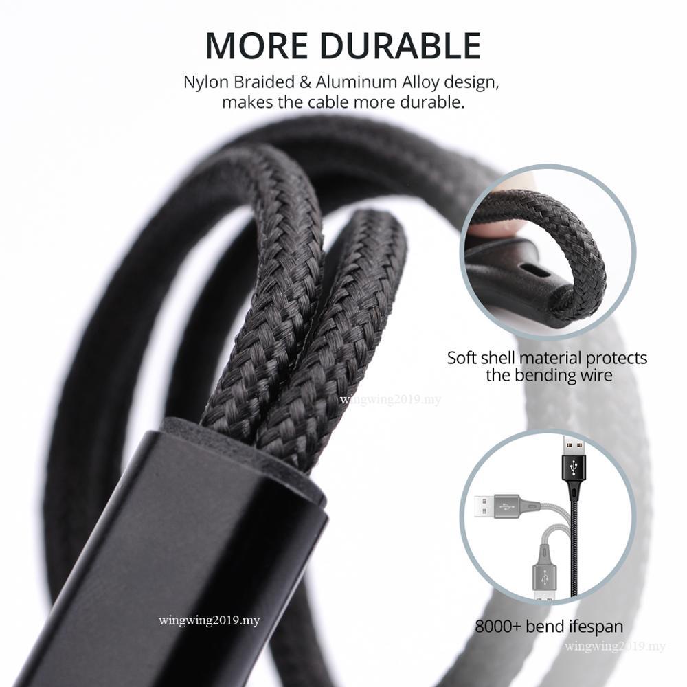 2 in 1 Kabel Charger Micro USB Tipe C Fast Charging Untuk Samsung Xiaomi Android Huawei