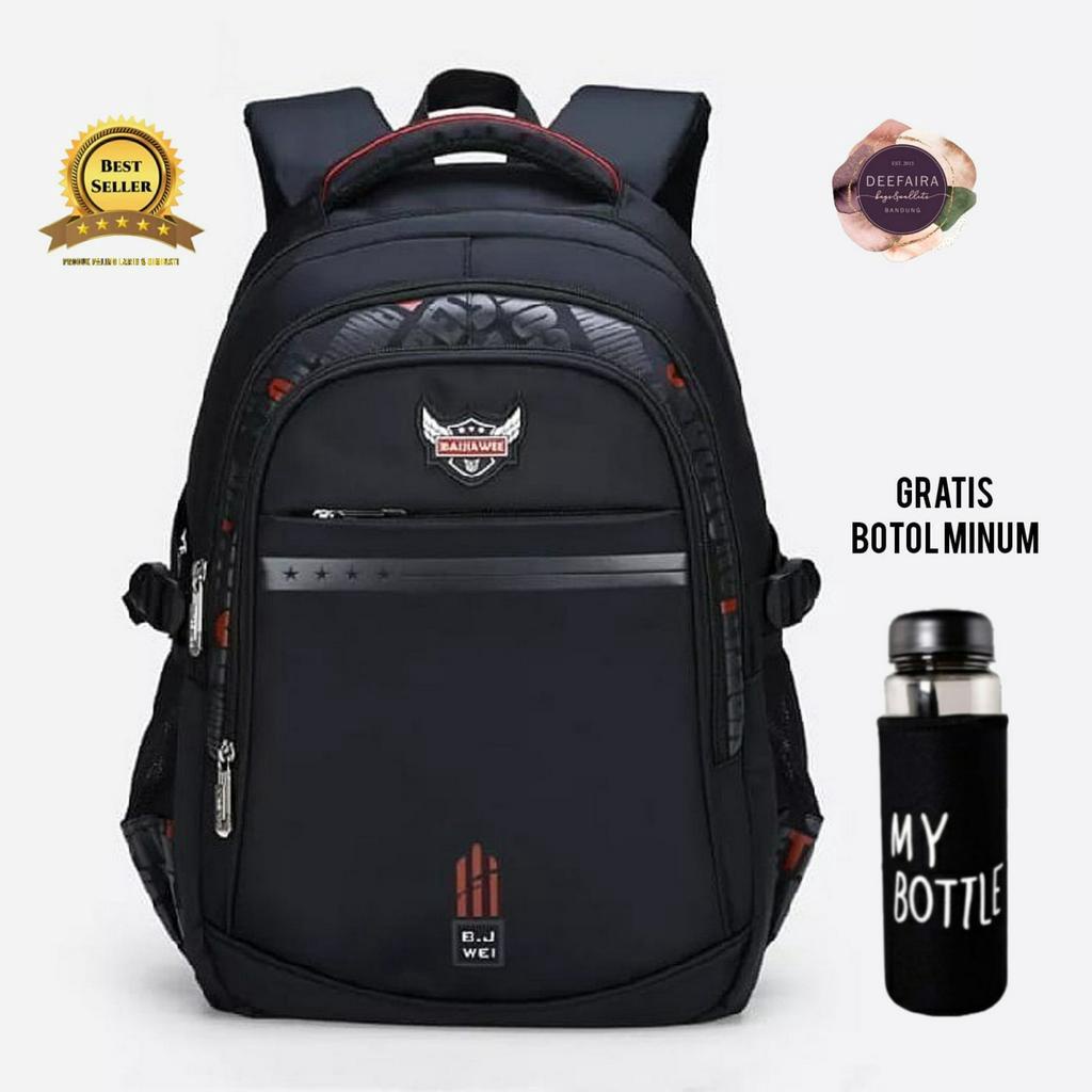 Tas Ransel Pria Model Backpack Kt27V Gratis Botol Minum Untuk Sekolah &amp; Kuliah