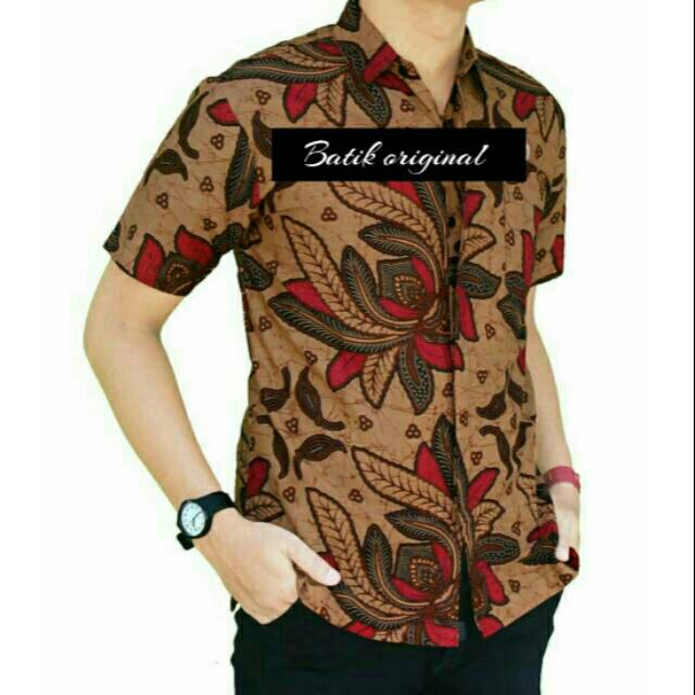 Pabrik Batik HRB026 kenongo kemeja  Tosca  pendek Pekalongan 