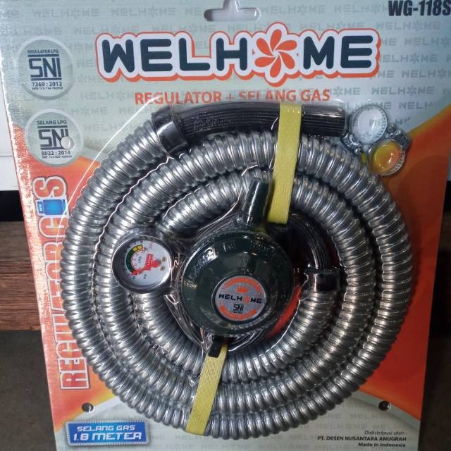 Selang Gas Paket + Regulator Meter 1.8 Meter WELHOME