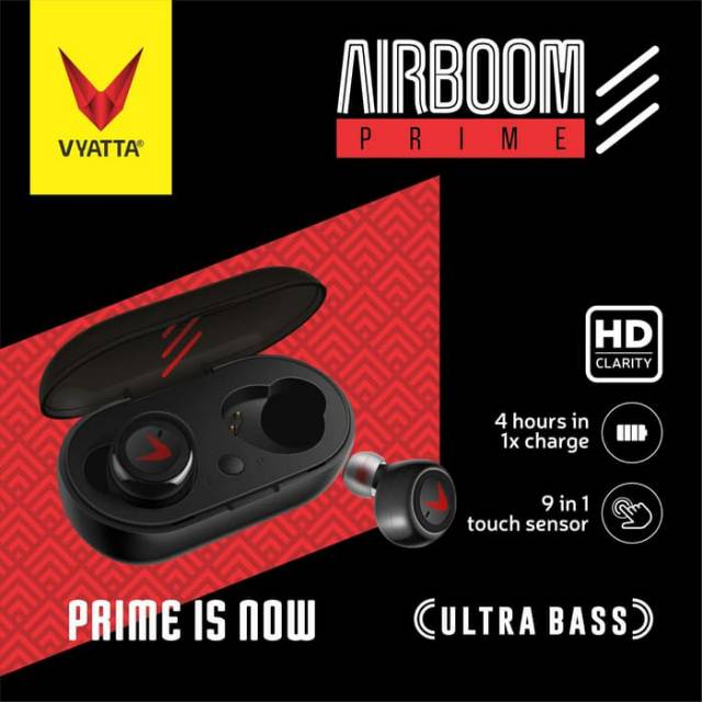 VYATTA AIRBOOM PRIME TWS BLUETOOTH EARPHONE HEADSET 5.0 - OPTIMUS RED