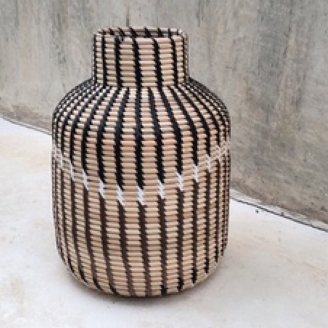 Lombok Authentic | Tabitha Rattan Vase | Vas Bunga Rotan Bulat | Hiasan Dekorasi Rumah Minimalis Bohemian