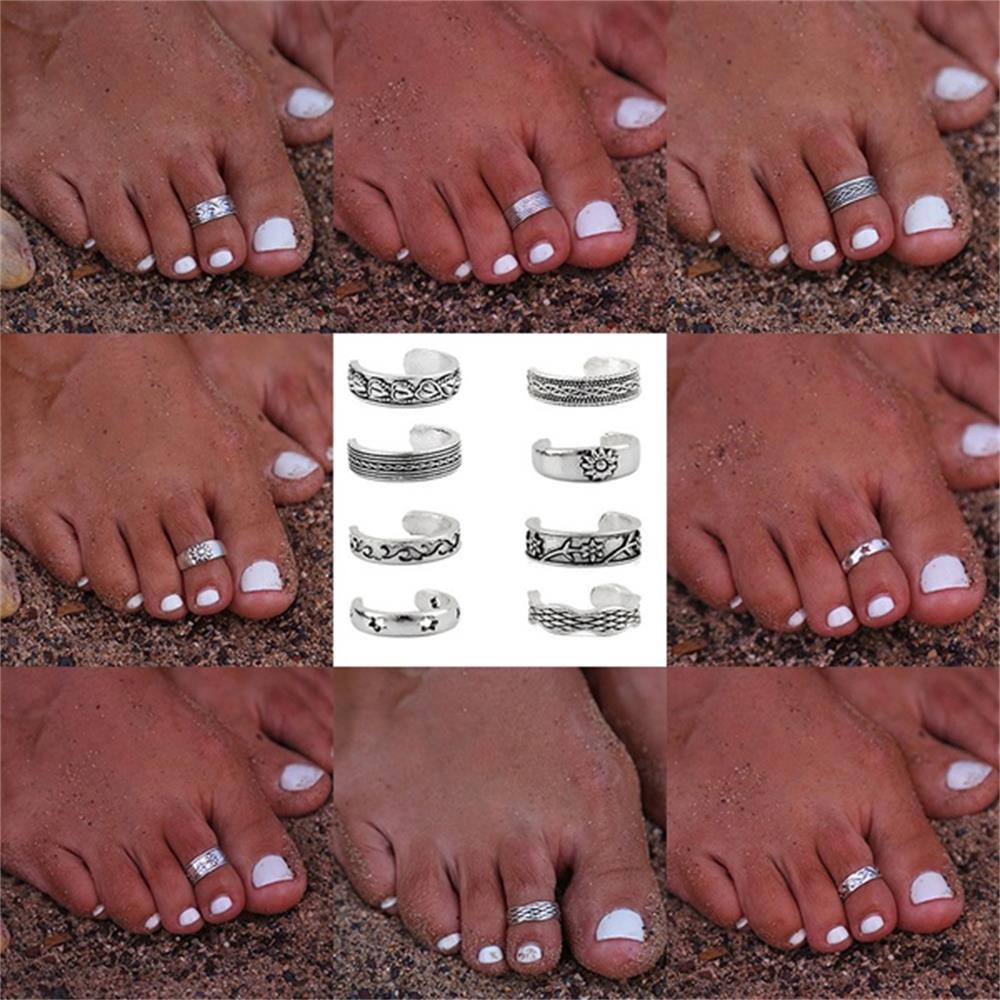 Solighter 8PCs/Set Toe Ring Set Perhiasan Pantai Bohemian Wanita Baru