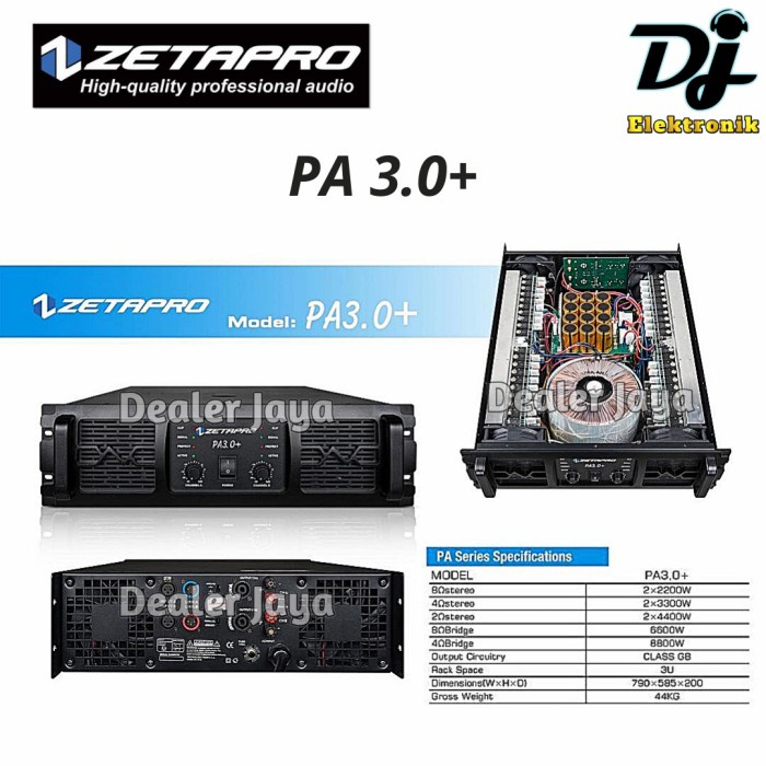 Power Amplifier Zetapro PA 3.0 + / PA3.0 + / PA 3.0+ - 2 channel
