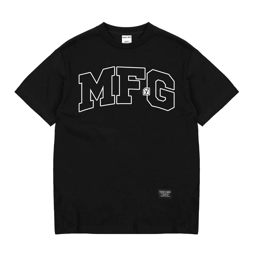 YESZY.MFG Tshirt Black Basement F. Outline White