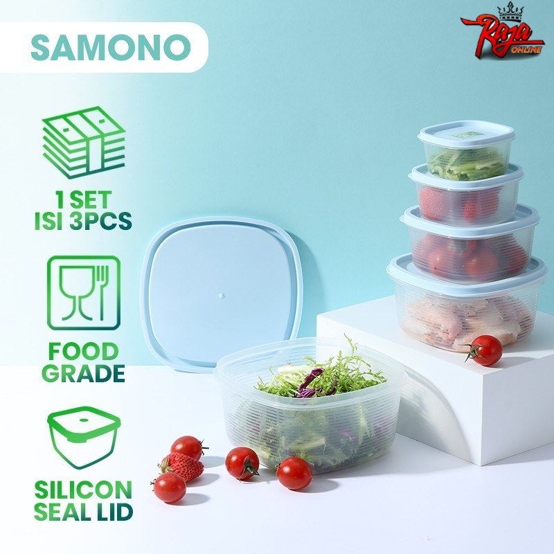 SFKB001 - SAMONO Silver Ion Antibacterial 1 Set 3 Pcs Tempat Makan