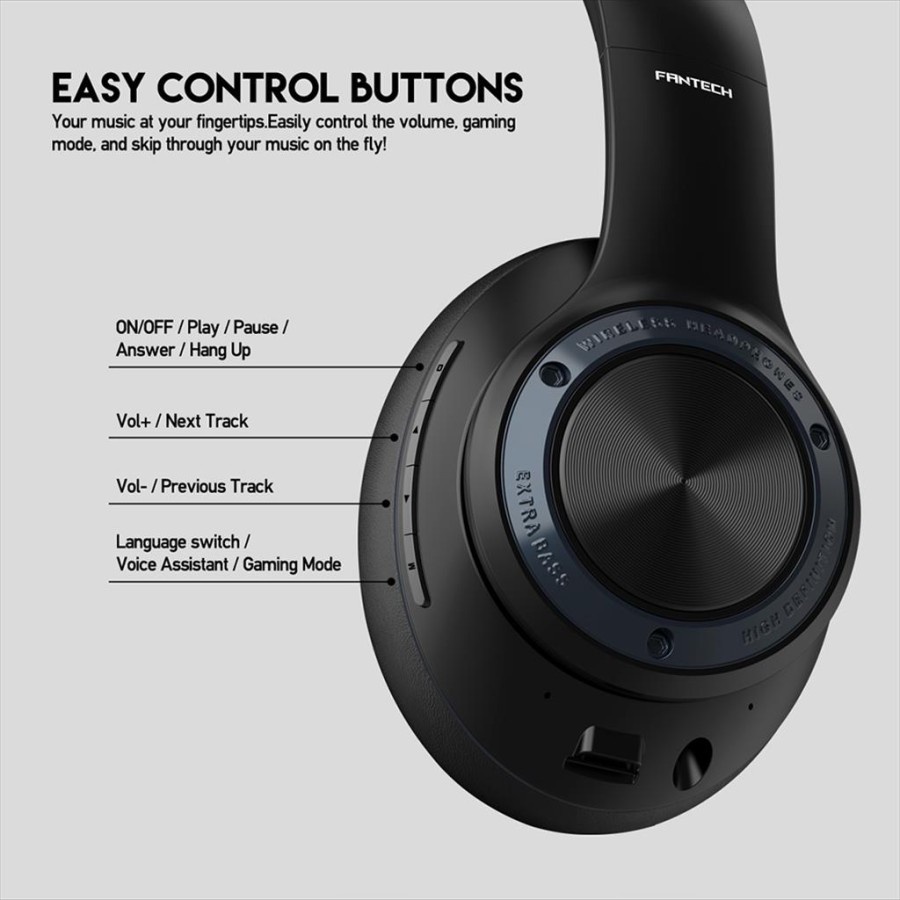 FANTECH WH01 WIRELESS HEADPHONE BLUETOOTH GAMING WH 01 HEADSET TYPE C