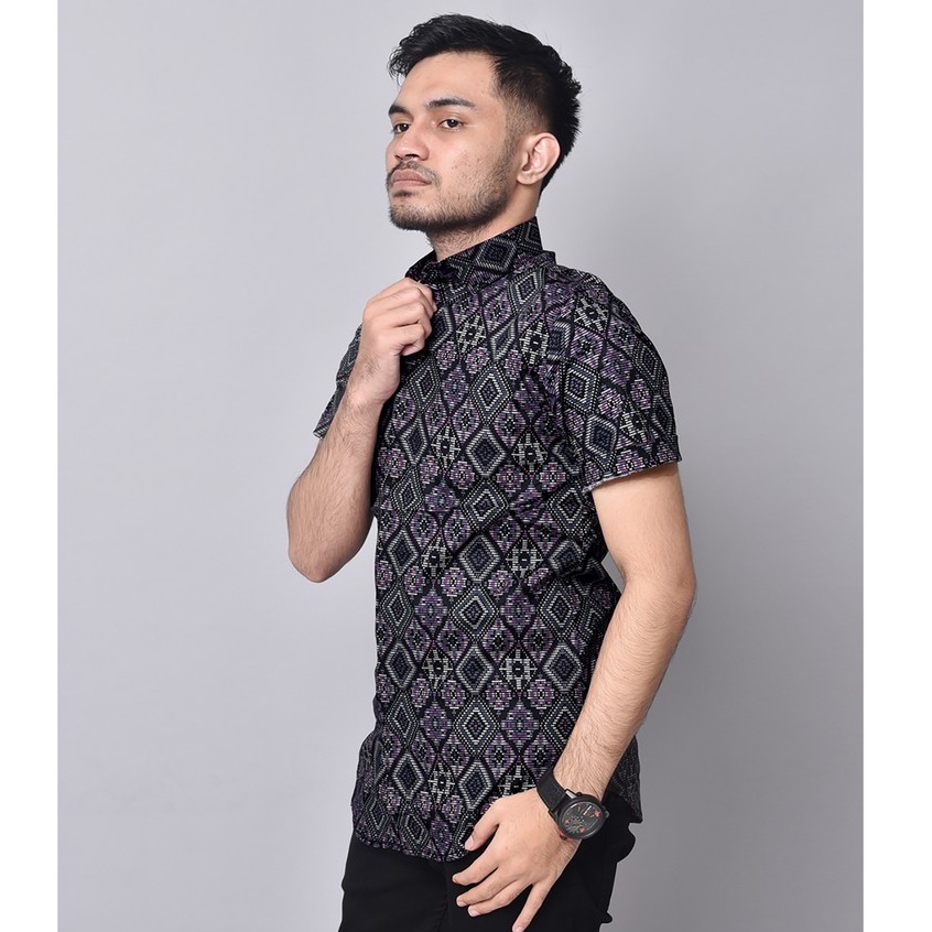 BIG SALE 4.4 New Arrival Distro Batik Pria Bordir Sogan Batikaf Notoarto Batik Ipnu-Ippnu Hem Pria-DIAMON PNDK HITAM