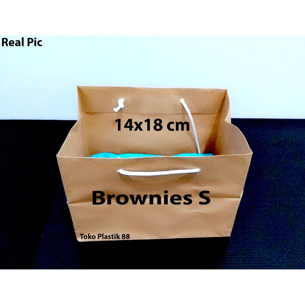 

[1 pcs] PaperBag Polos Coklat | Paper bag Kraft. Brownies S. 14x18cm