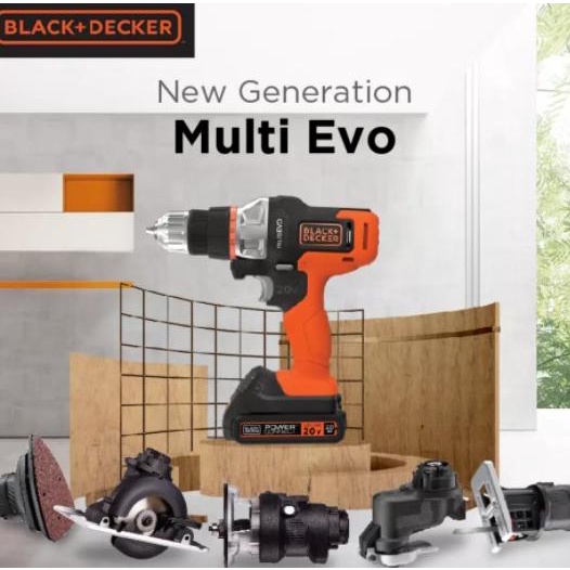 Black+Decker Bor Cordless Mesin Multifungsi 6 Tool Kit (Evo186-B1) Termurah