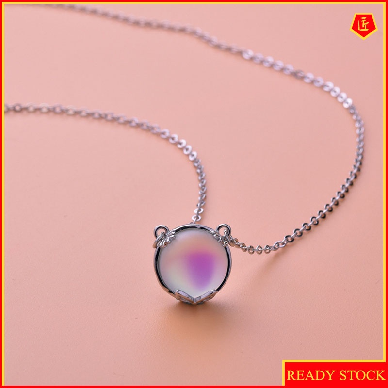 [Ready Stock]925 Silver Moonstone Bud Necklace Simple Fashion Temperament