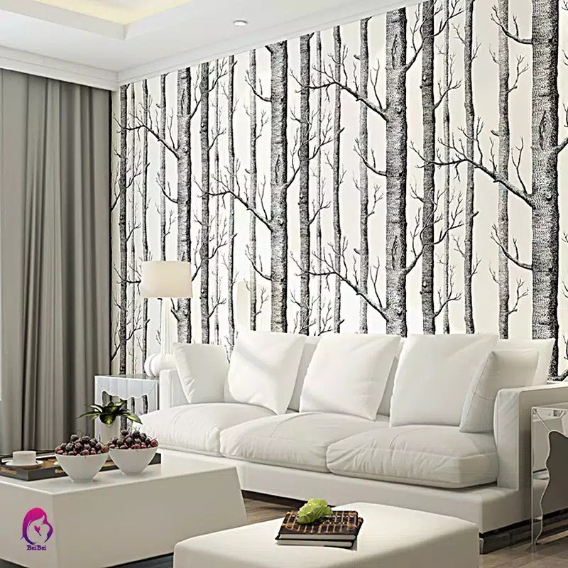 MARKASSHOP66--WALLPAPER DINDING POHON RANTING HITAM ELEGAN