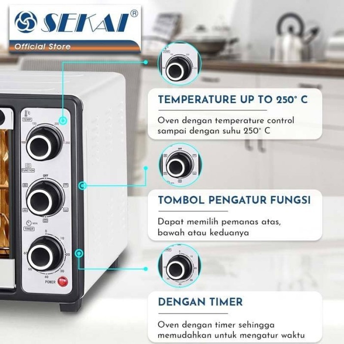 SEKAI OV210 Oven Listrik 21Liter Pemanas Atas-Bawah