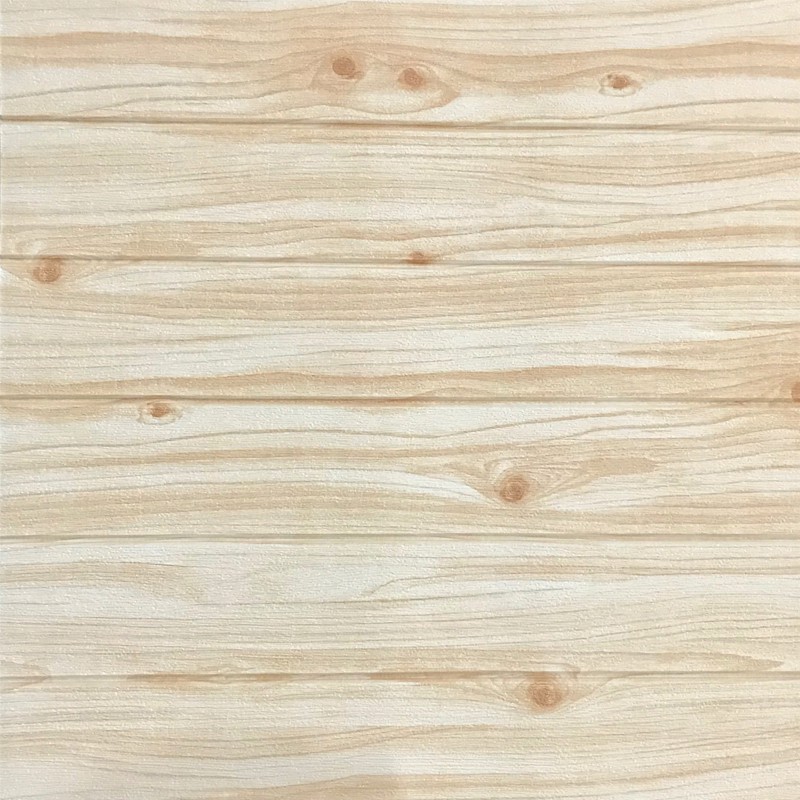 Sticker Wallpaper 3D foam Embosed Model Batu Bata kayu dan batik Sticker Wallpaper Dinding 3D-KAYU CREAM 6mm