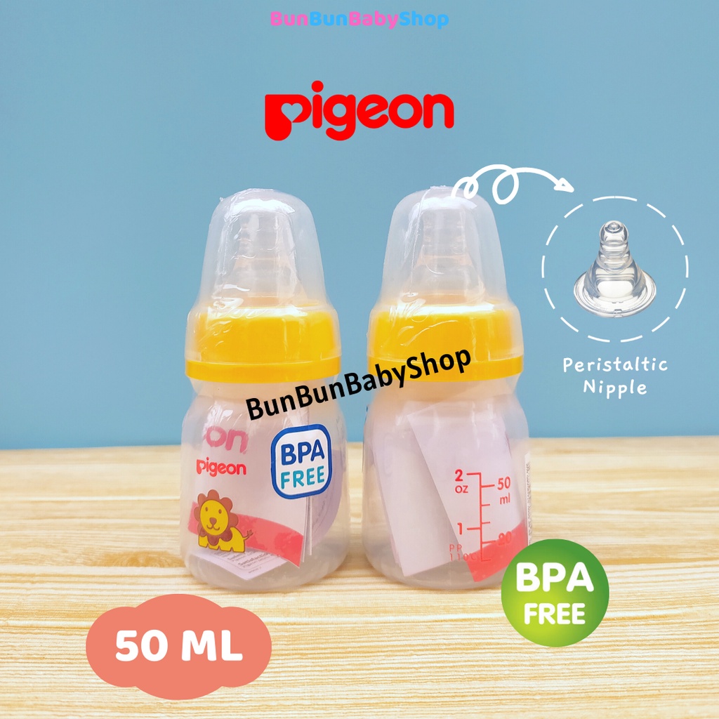 Botol Susu Pigeon Bayi 50ml Standart Slim Neck Peristaltic Nipple Anak Perlengkapan Baby Baru Lahir Newborn Murah Peralatan Bottle Asi