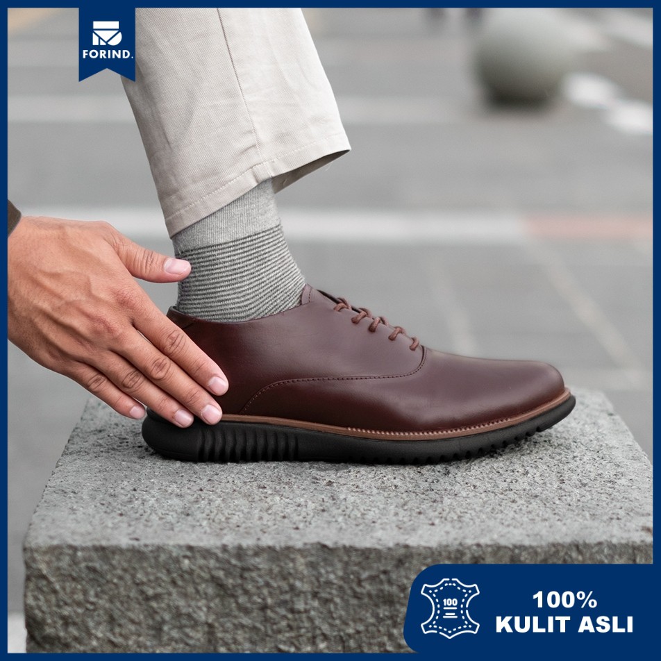 London 2.0 Brown | Sepatu Kulit Vintage Klasik Pria Derby Oxford Original Footwear | FORIND x Kenzios
