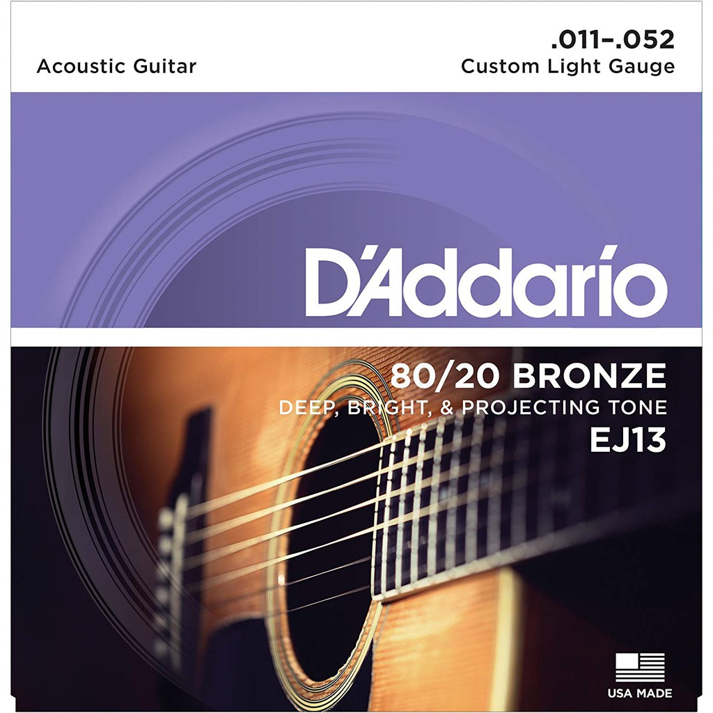 DAddario D'Addario EJ13-3D 80/20 Bronze Acoustic Guitar Strings 11-52 Custom Light 3-Pack 19954255701 