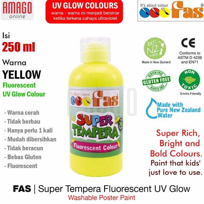 

Cat Fas Super Tempera Fluorescent Uv Glow Paint - 250 Ml - Yellow