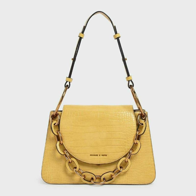 11.11 SALE | CK Croc-Effect Chunky Chain Link Shoulder Bag