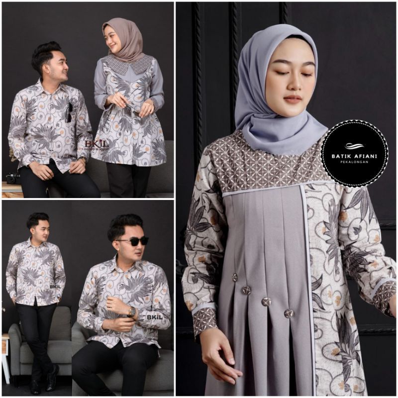 ZUTHO Baju Couple Sarimbit Batik Keluarga Suami Istri Ayah Ibu Anak Set Kekinian Atasan Kondangan