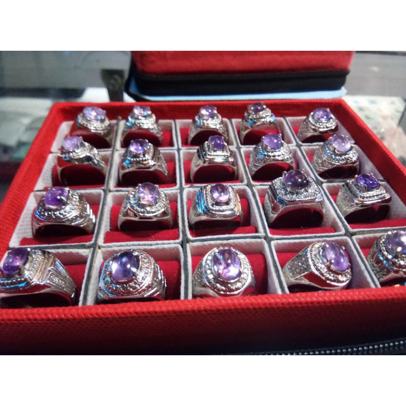 cincin batu kecubung ungu kalimantan (Natural amethyst) asli100%