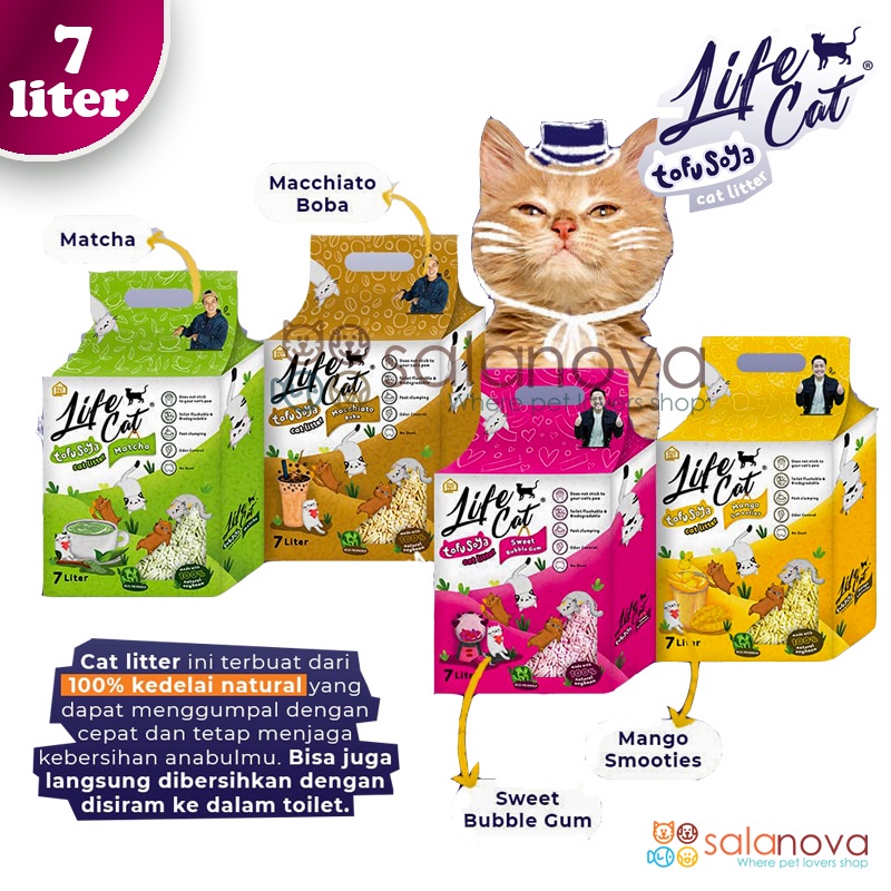 Life Cat Tofu Soya Pasir Kucing Gumpal Wangi 7 Liter