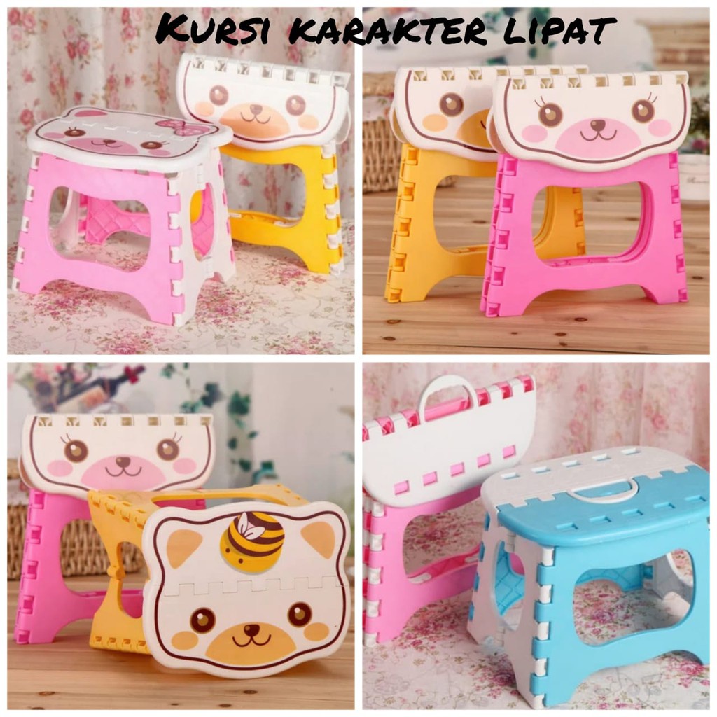 kursi lipat anak karakter / bangku lipat mini kartun / foldable chair