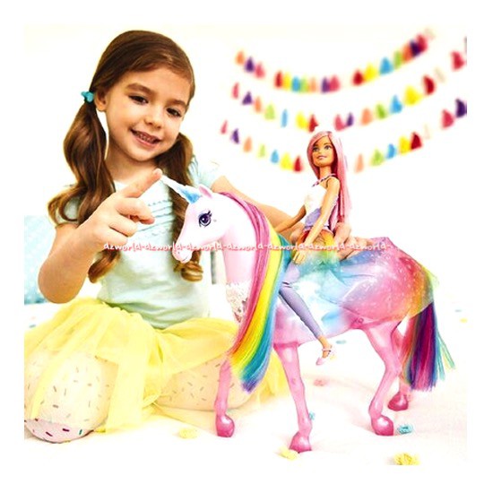 Barbie Dreamtopia Brush n Sparkle Unicorn Kuda Poni Boneka Barbie