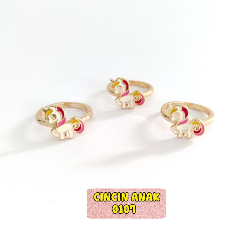 cincin anak karakter kuda poni CA0107 titanium lapis emas