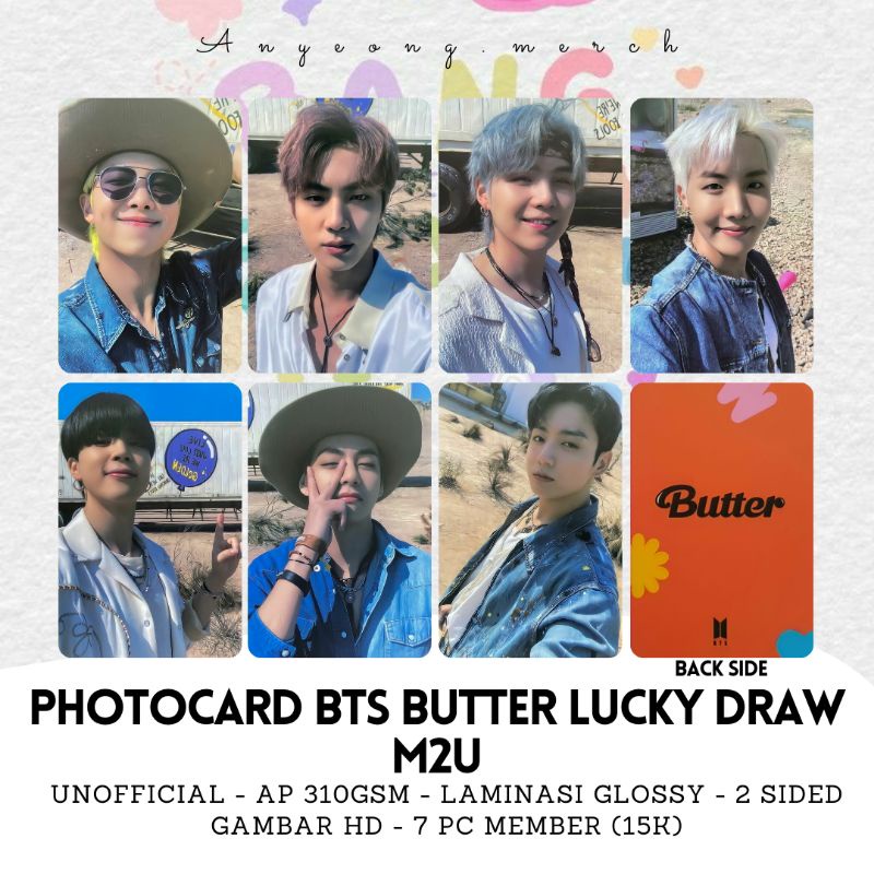 PHOTOCARD BTS UNOFFICIAL BUTTER LUCKY DRAW M2U - LAMINASI GLOSSY AP310Gsm