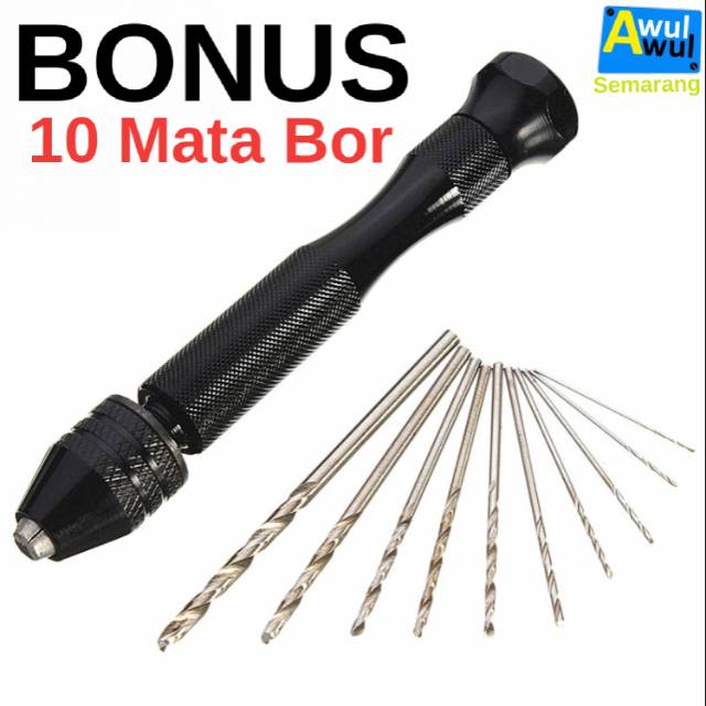 Bor Tangan Manual Mini Serbaguna (BONUS 10 Mata Bor) | Manual Mini Hand Drill