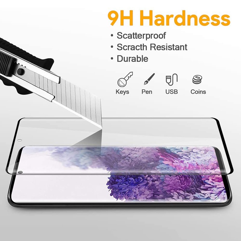 Tempered Glass Full List Black 3D Curved Samsung Galaxy S20 Ultra Anti Gores Kaca Full Cover Premium Quality