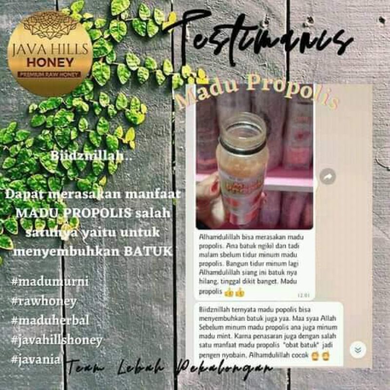 MADU PROPOLIS JAVAHILLS HONEY / JAVA HILLS HONEY  PREMIUM RAW HONEY