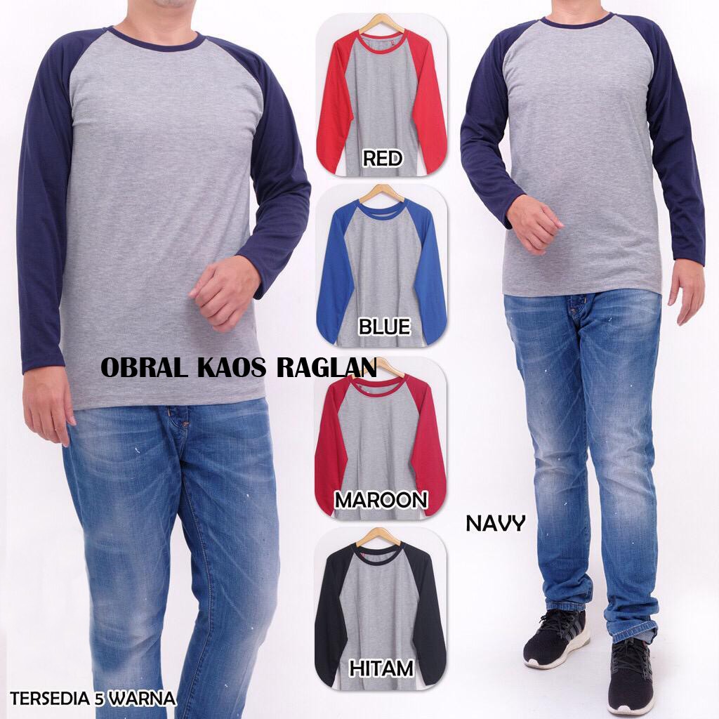 Obral Kaos Raglan Kaos Pria Kombinasi Lengan Panjang Termurah Shopee Indonesia