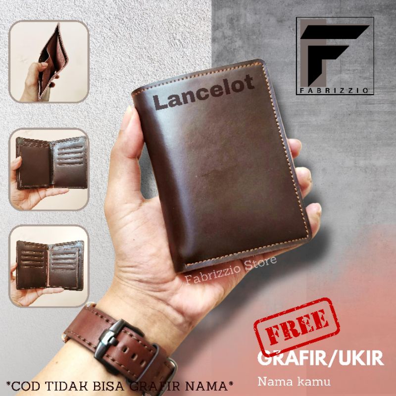 dompet pria stand bold kulit asli free custom name