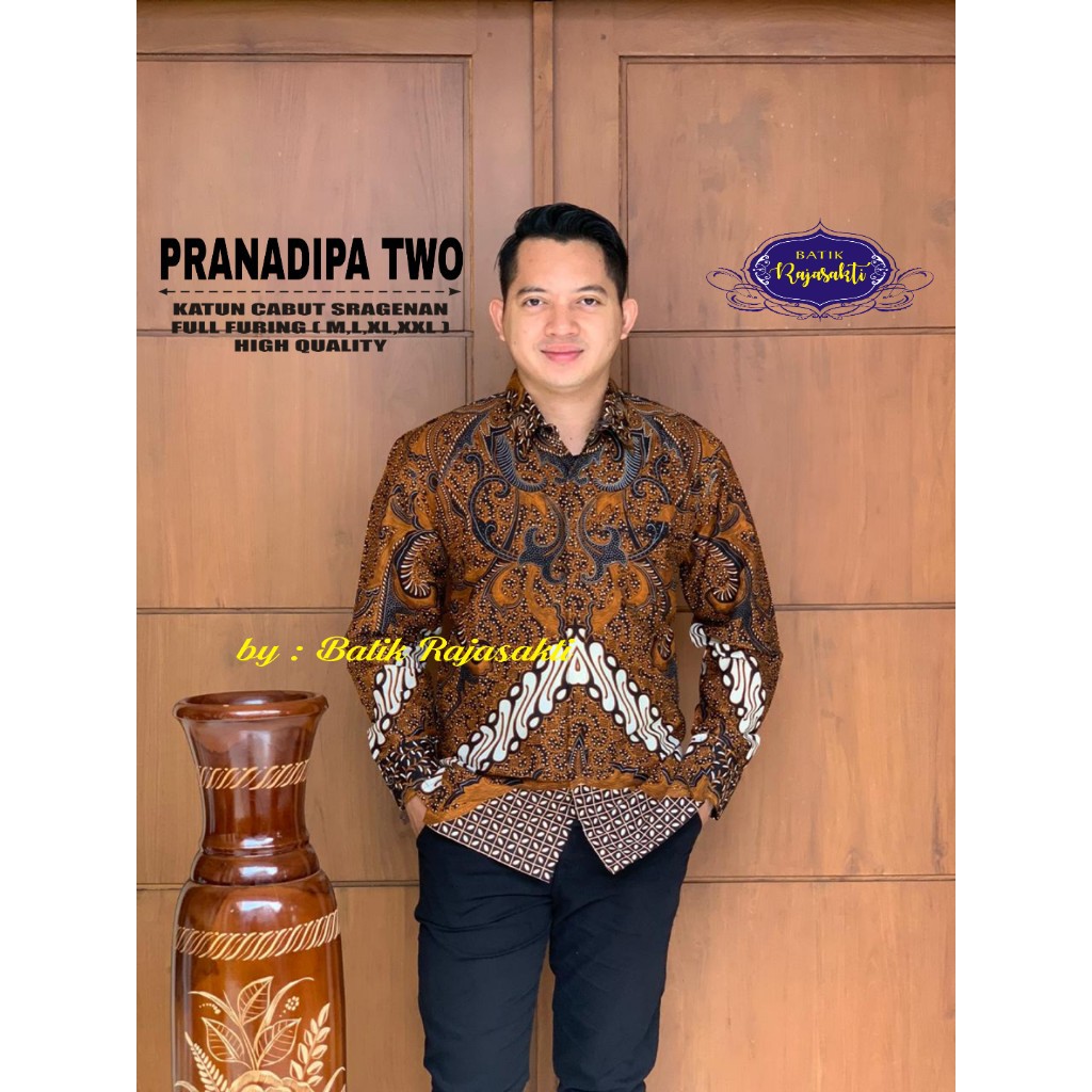 PRANADIPA TWO RAJASAKTI KEMEJA BATIK SOLO PRIA LENGAN PANJANG LAPIS FURING ATASAN BATIK PREMIUM MODERN KATUN HALUS BAHUWIRYA  BANAMITRA BANAMITRA PUTIH BANGSAWAN BAYU PUTRA BERLIAN BIRU BHARATAYUDA BIMASENA BIRENDRA BIRU INDAH BRAHMAKERTA BRAHMAKERTA